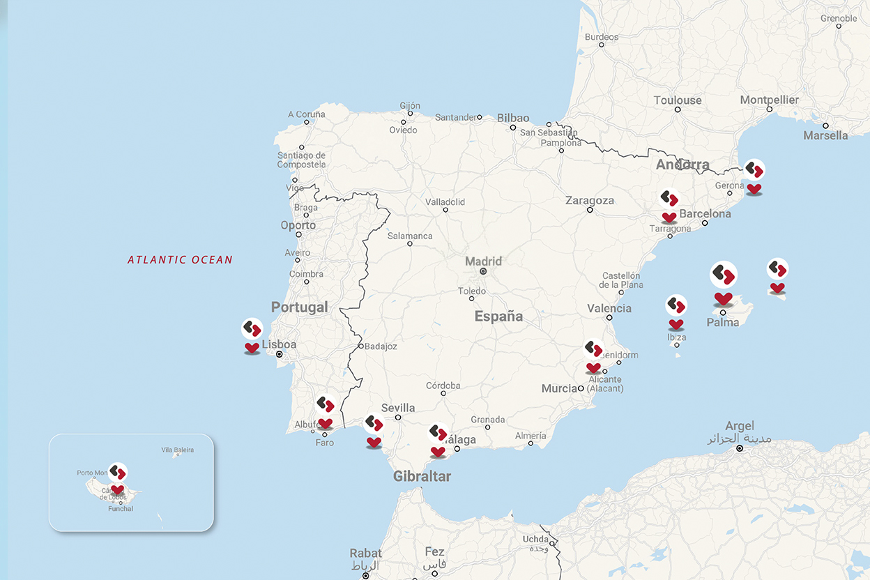 Mapa de España, Portugal y Madeira